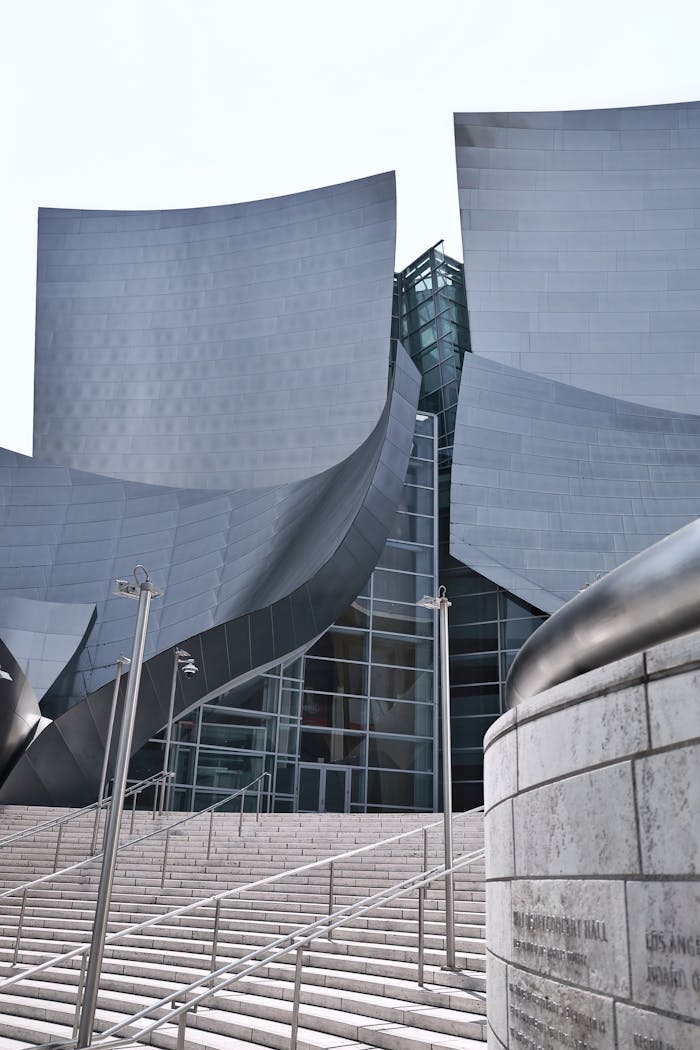 Captivating architectural facade of Walt Disney Concert Hall in Los Angeles, California.